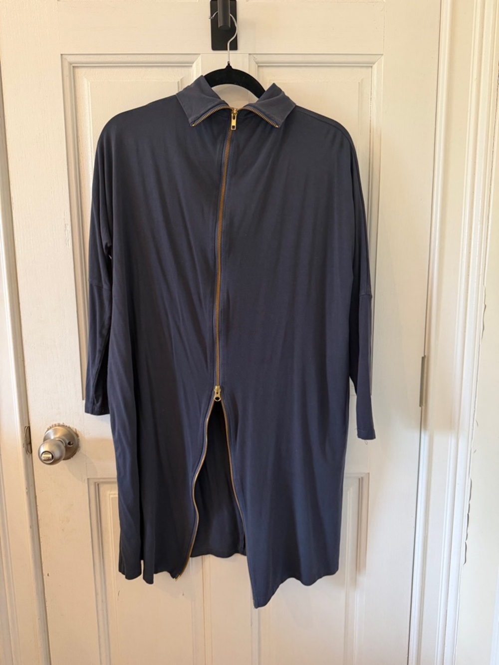 Mimu maxi mini dress Navy Zip-Front Jacket with Gold Zipper